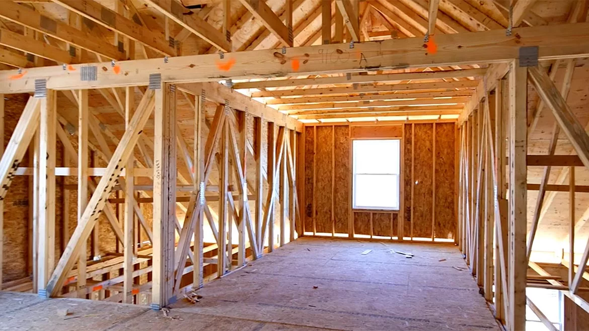 A wood-framed wall