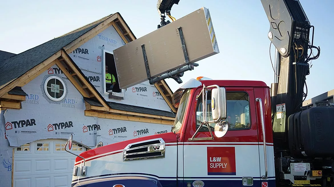 A truck with L&W Supply branding