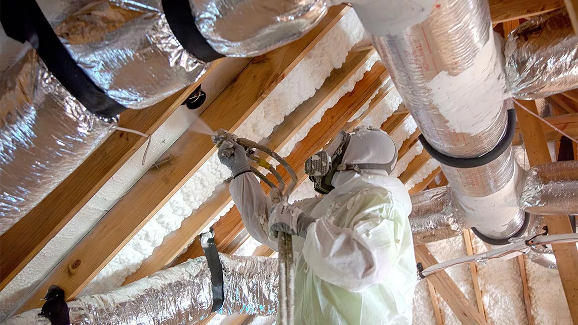 A spray foam application
