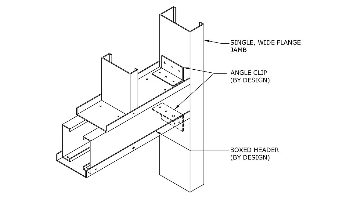 Diagram of a typical single wide flange jamb with boxed header