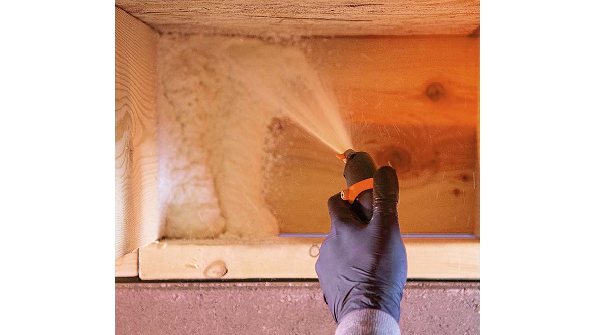 A Wide-Spray Insulating Spray Foam application
