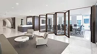 A law office featuring a NanaWall Generation 4 acoustical, wood-framed, folding glass wall system. A law office featuring a NanaWall Generation 4 acoustical, wood-framed, folding glass wall system.
