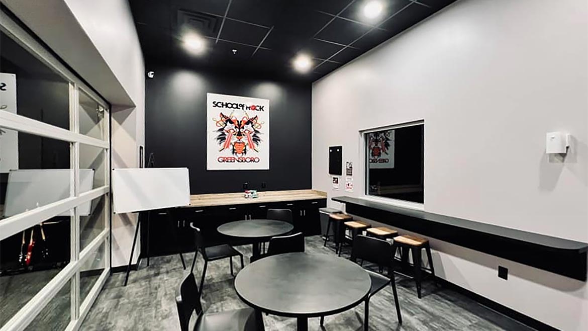 Photos of the acoustic design at Schhol of Rock