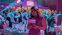 United States Gypum's Sarah Messa poses with the MAKE Award