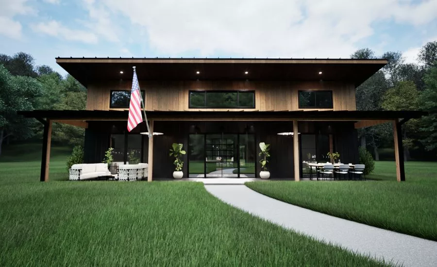The exterior of a barndominium