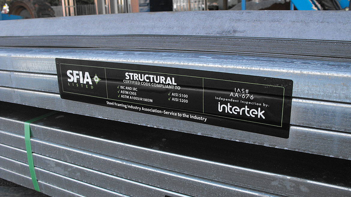 Raw steel with an SFIA label