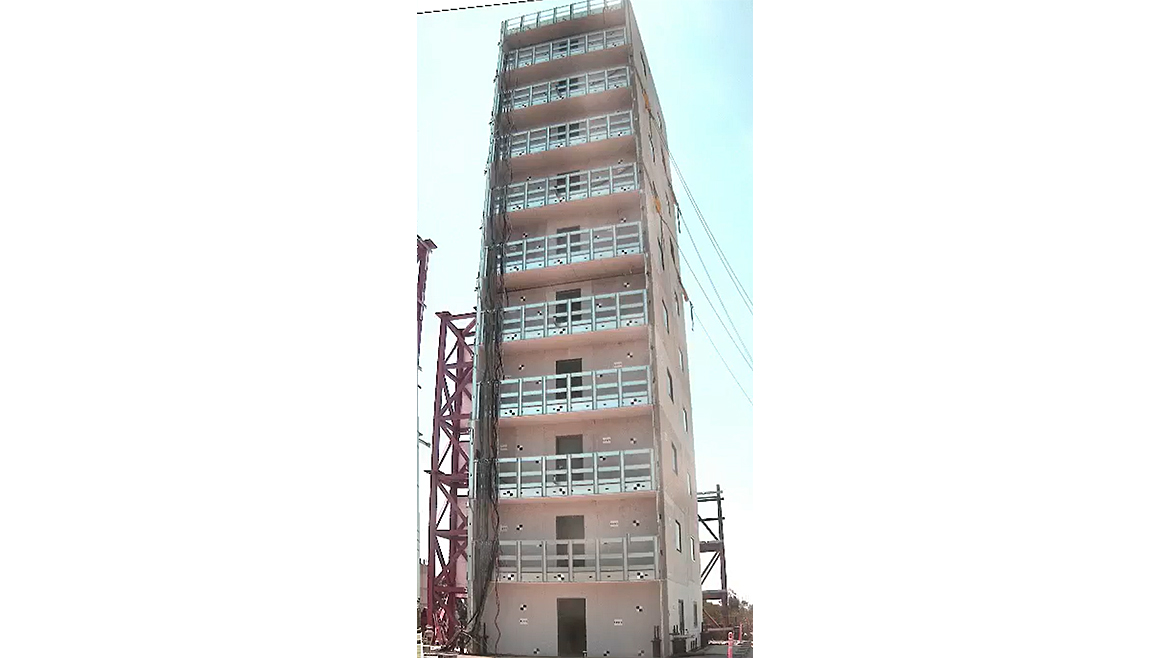 A building with steel framing
