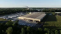 A drone photo of Knauf's Shelbyville, Indiana plant