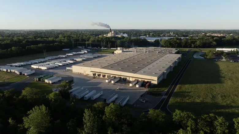 A drone photo of Knauf's Shelbyville, Indiana plant