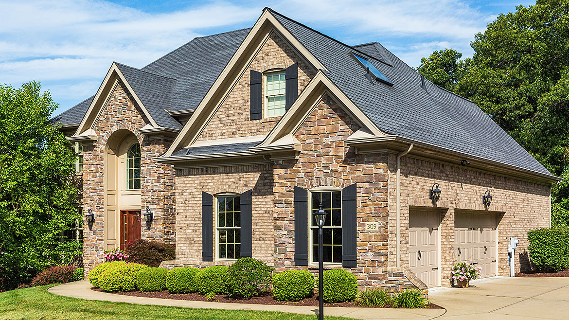A home with a stone exterior