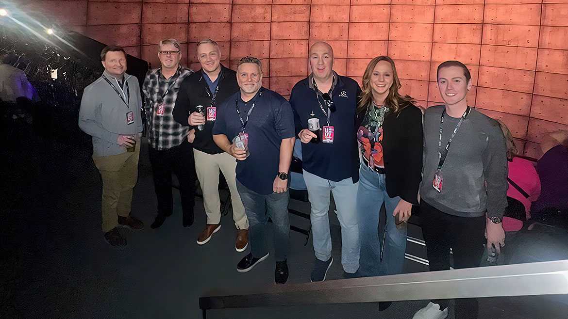 members of the Owens Corning insulating team enjoying a U2 concert performance at Sphere