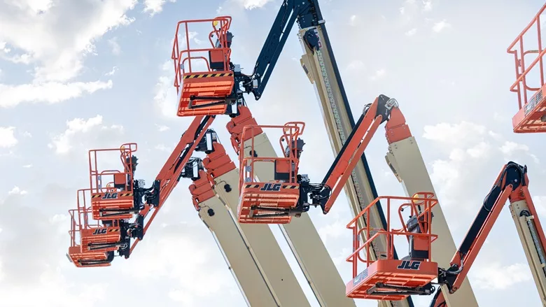 A skyline shot of JLG booms