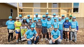 A group shot of Habitat volunteers/Simpson Strong Tie staff at a recent Jimmy Carter Work Project
