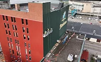 contractors restoring the building