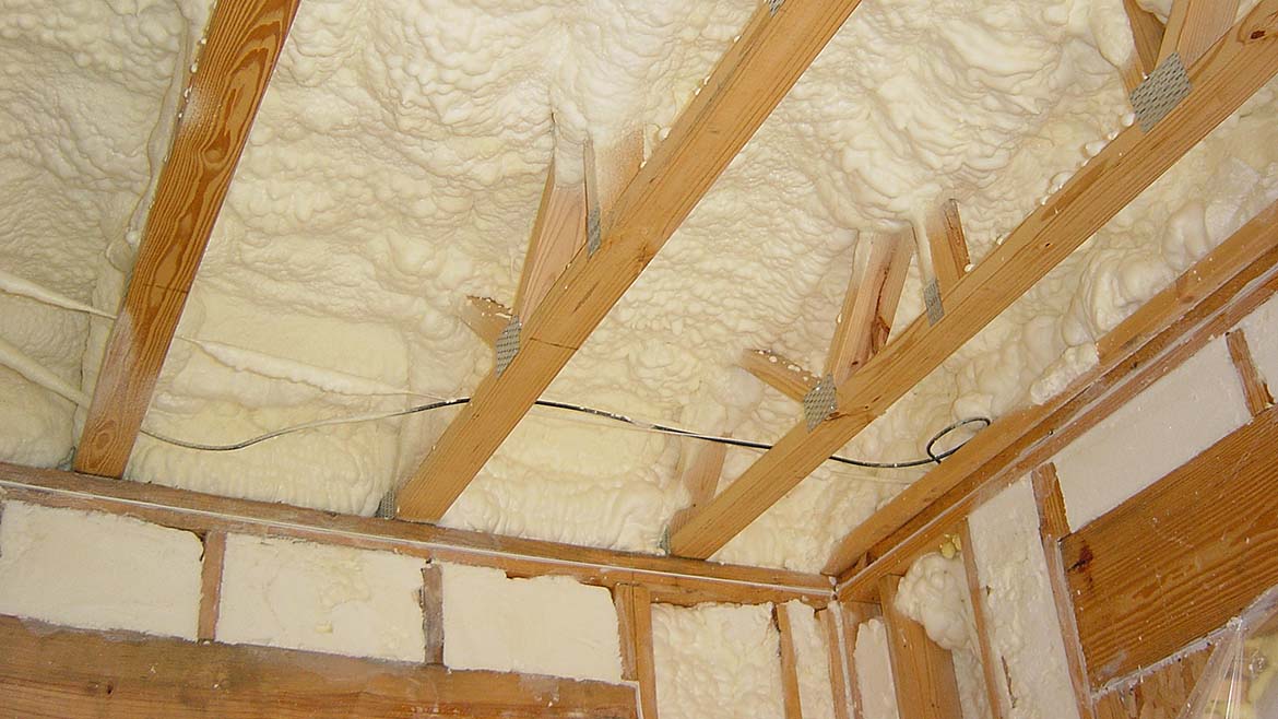 a spray foam insulation application