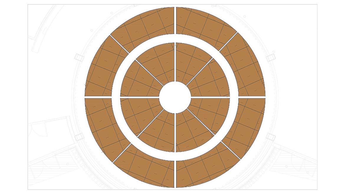 A diagram of circular ceiling above the rotunda at the Minneapolis American Indian Center