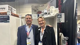 A picture of W&C's Jason Gassner (left) and Sheila Cross of Muddskip