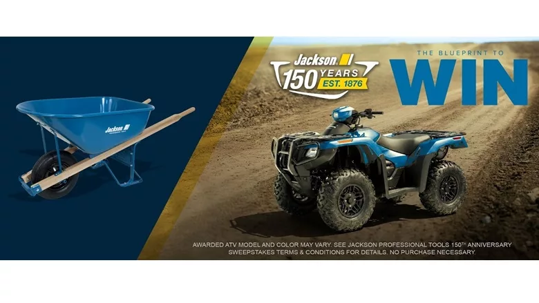 A picture of Jackson Professional Tools' blue wheelbarrow
