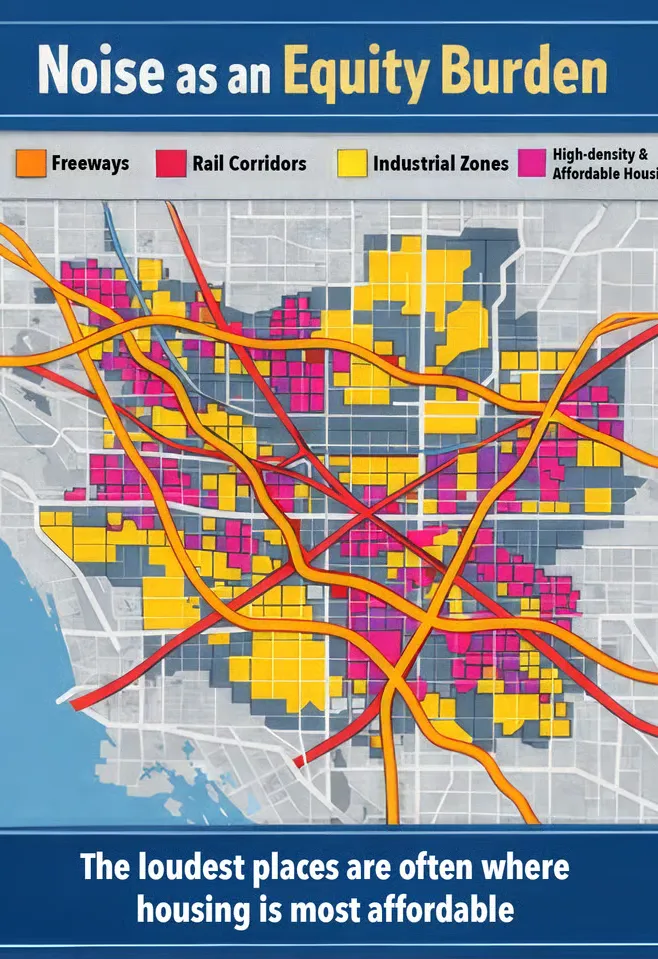 A map showing noise density in high-population areas