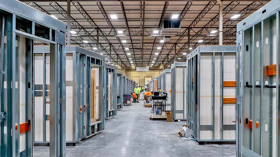 prefabricated bathroom pods and  headwalls for a healthcare project
