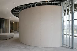 A shot of curved drywall. 