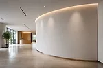 Curved and finished drywall on a project. 