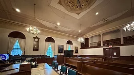 An interior shot of the Barnstable Courthouse 