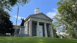 An exterior frontside shot of the Barnstable Courthouse