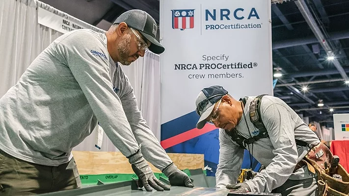 Demoing products at NRCA's booth at METALCON