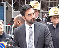  New York City Mayor Zohran Mamdani speaks at a press briefing with FDNY officials about the structural emergency at the former Pfizer headquarters redevelopment in Manhattan.