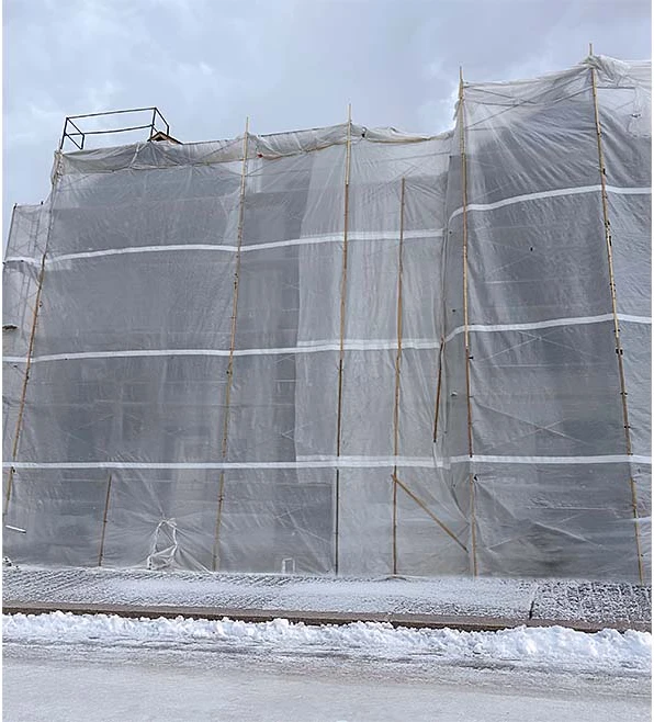 A construction project in the winter