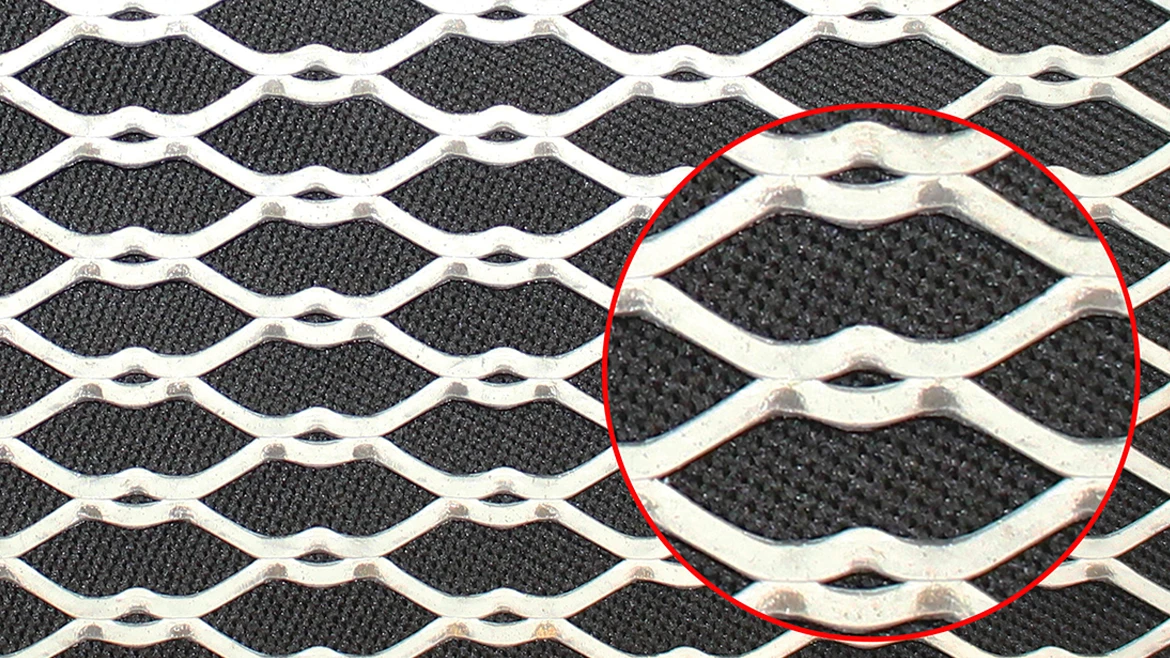 A magnified view of expanded metal