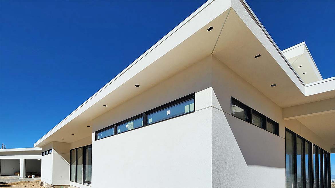 A stucco finish over HydroBlok One CI Boards