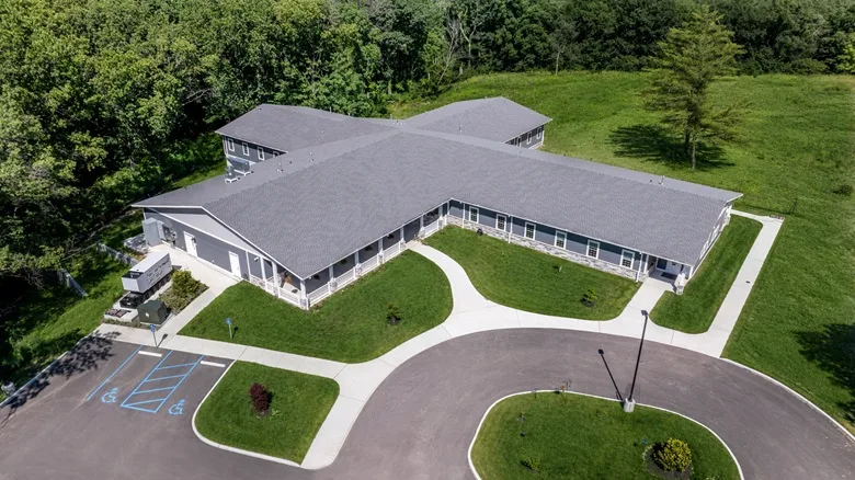 An aerial shot of The Covering House