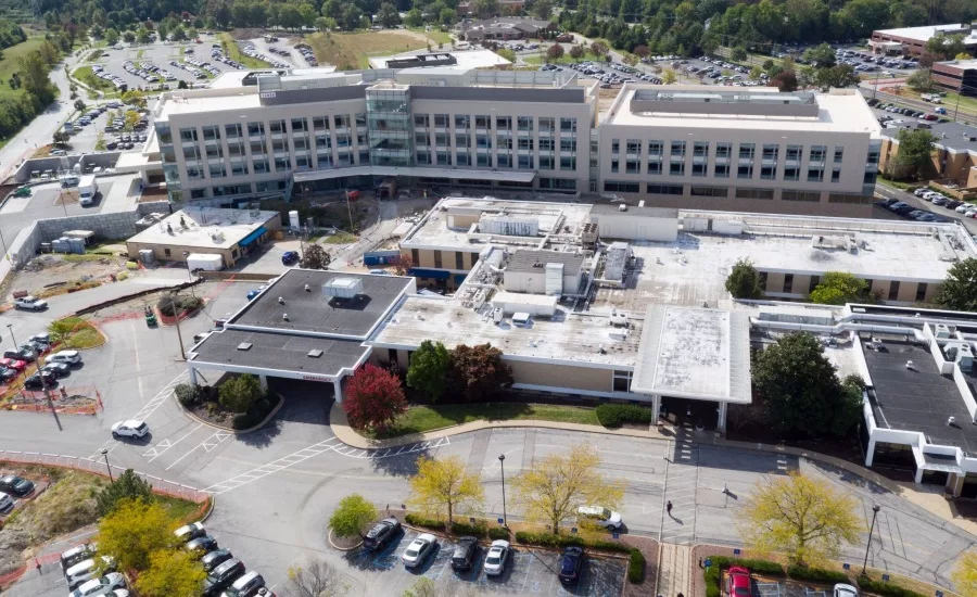 New BJC West County Hospital behind old hospital