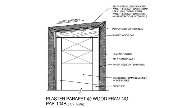 Plaster Parapet @ Wood Framing